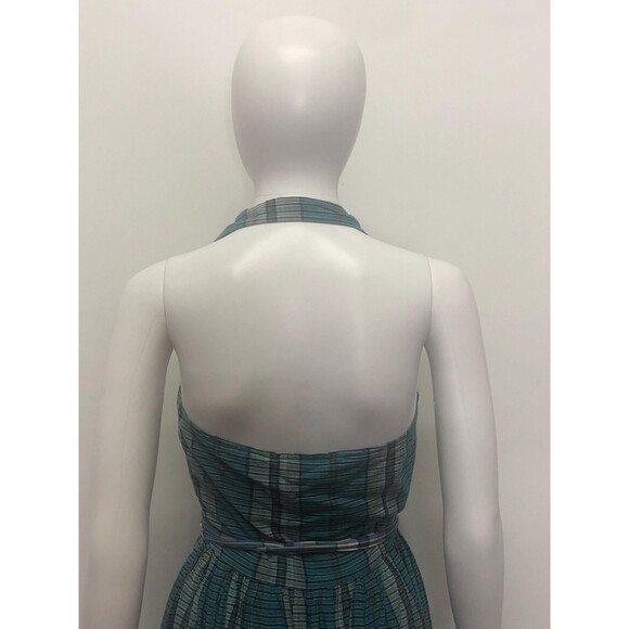 1970s-1980s MS.CHAUS Plaid Halter Collared Adjustable WRAP Dress W/Pockets. XS - Picture 9 of 10